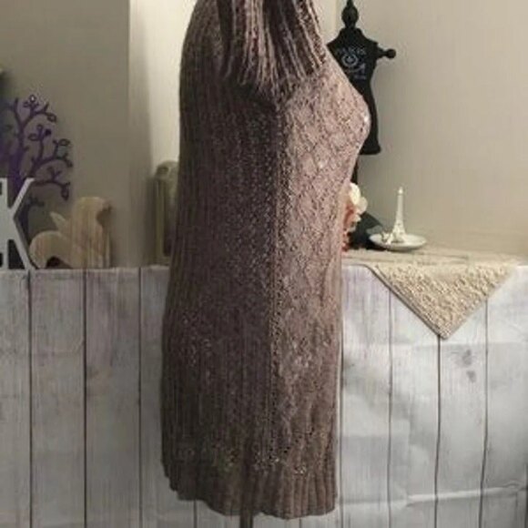 Pink Rose sz M Loose Knit Sweater Taupe Mauve - Picture 6 of 10